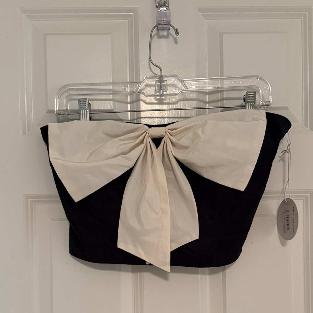 STAUD Black and Cream Crop Top